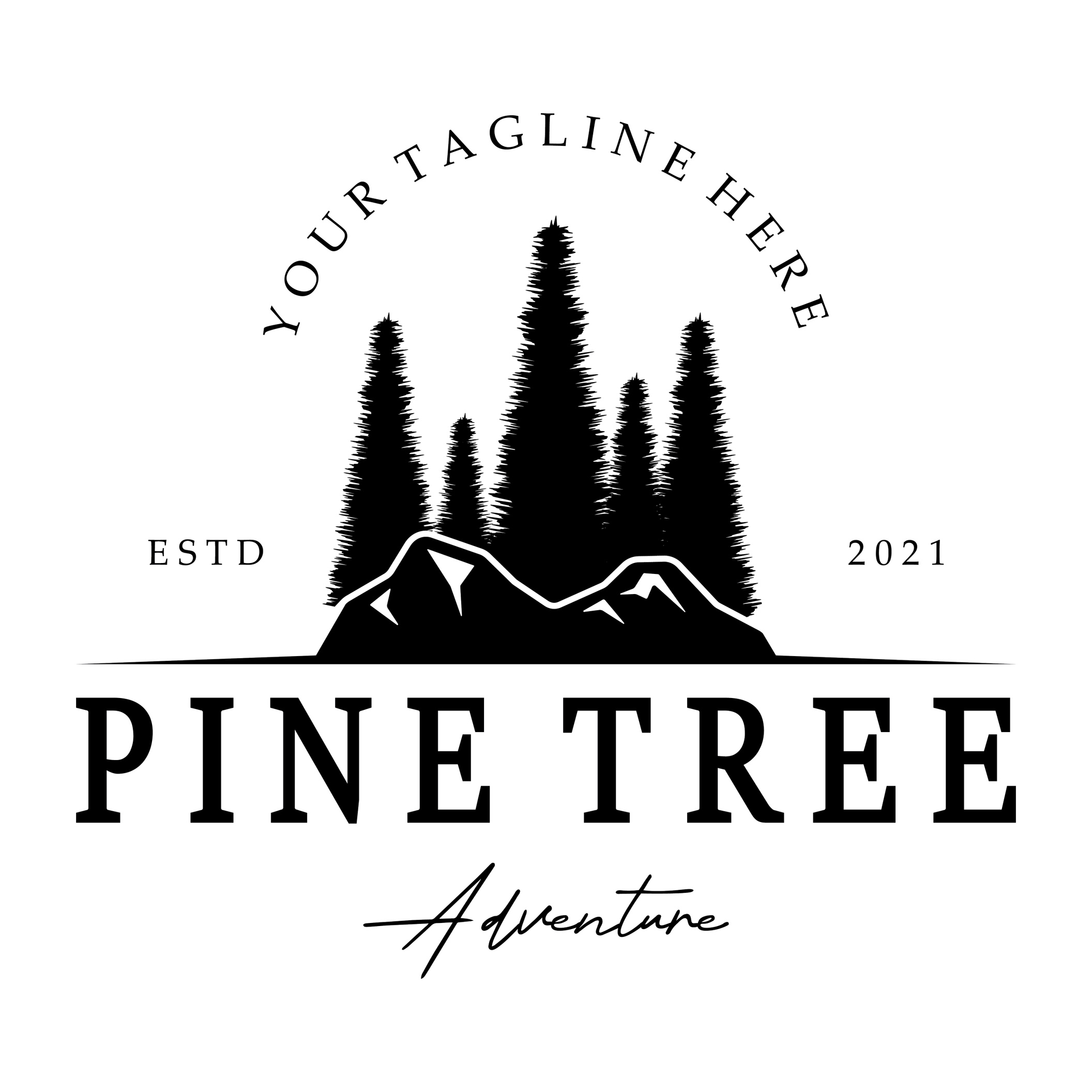 simple pine or fir tree logo,evergreen.for pine forest,adventurers,camping,nature,badges and business.vector