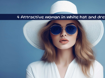 Attractive woman in white hat and dress