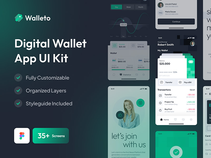 Digital Wallet App UI Kit by SigmaGFX ~ EpicPxls