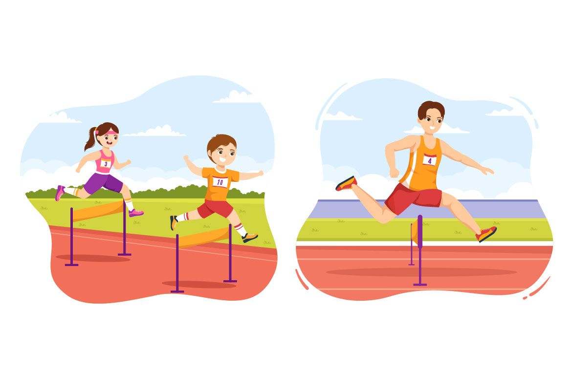 11-Hürden-Langstreckenlauf-Sportler-Illustration
