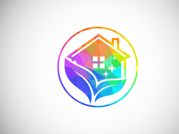 Low Poly Cleaning Service Logo Design Template, Cleaning Company Logo Sign Symbol.