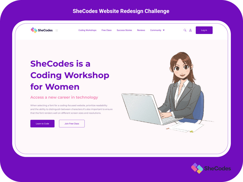 SheCodes Website Redesign Challenge by Shamsunnahar Lima ~ EpicPxls