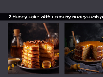Honey cake with crunchy honeycomb pieces