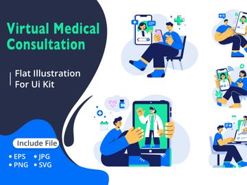 Virtual Medical Consultation Flat Illustration