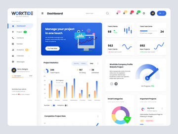 🚀 Worktide SaaS Admin Dashboard – Light & Dark Mode UI!