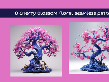 Cherry tree blooming illustration