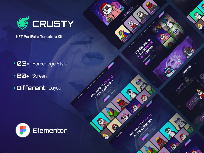Crusty NFT Portfolio Template Kit by Unix Designstudio EpicPxls