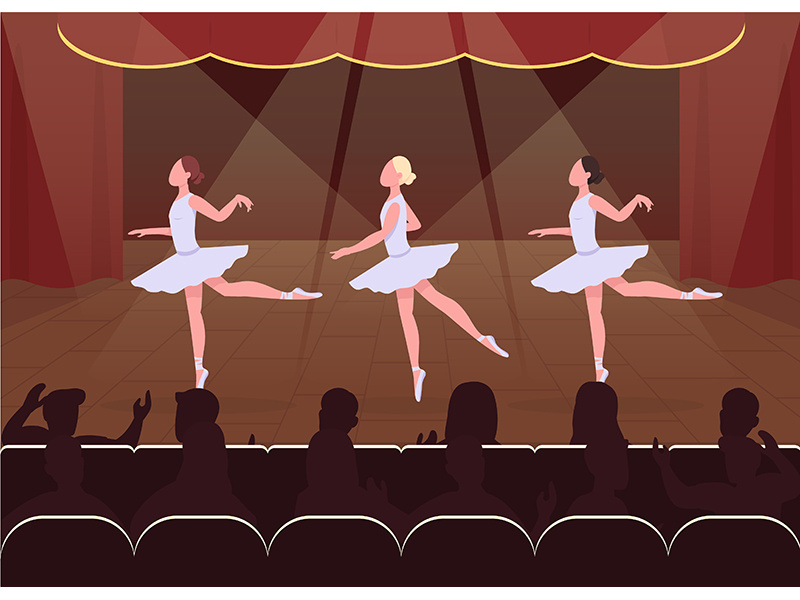 Ballet dance evening flat color vector illustration by The ~ EpicPxls