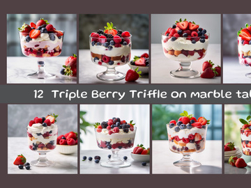Triple Berry Triffle on marble table