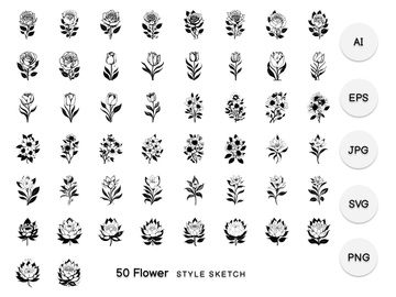 Flower Element Draw Black