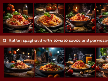 Italian spaghetti with tomato sauce and parmesan cheese