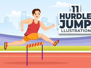 11 Hurdle Long Jump Sportsman Illustration