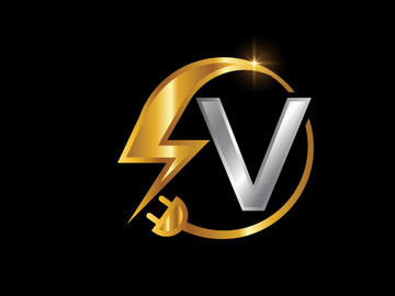 Electrical sign with the English alphabet, Electricity Logo, Power energy logo, and icon vector design