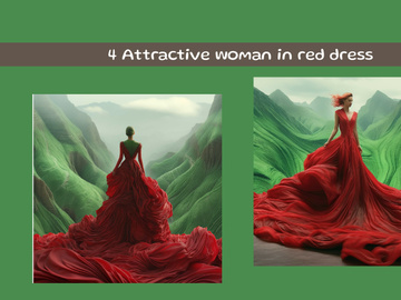 Attractive woman in red dress