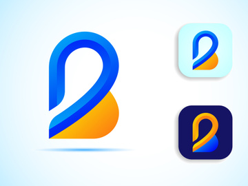 Abstract initial alphabet B logo design. Multi-color gradient letter icon vector illustration.