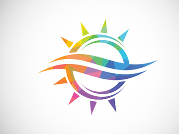 Air conditioner low poly logo sign symbol. Hot and cold symbol