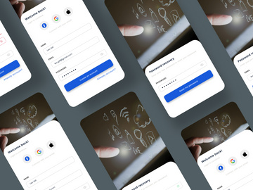 Sign in, Sign up and Reset password concept screens for Social app