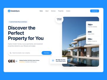 Modern Real Estate Website UI Design | Clean Property Landing Pa