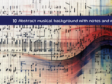 Abstract musical background with notes and wave