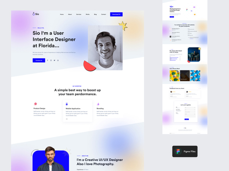 Sio - Personal Portfolio Website Figma Template by ~ EpicPxls