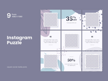 Social media post puzzle template vector