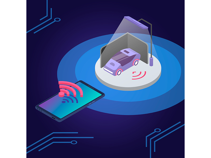 Car alarm system remote control isometric color vector ~ EpicPxls