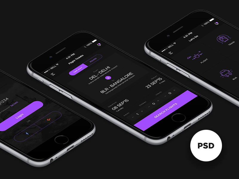 Let's Go Travel App - Free PSD