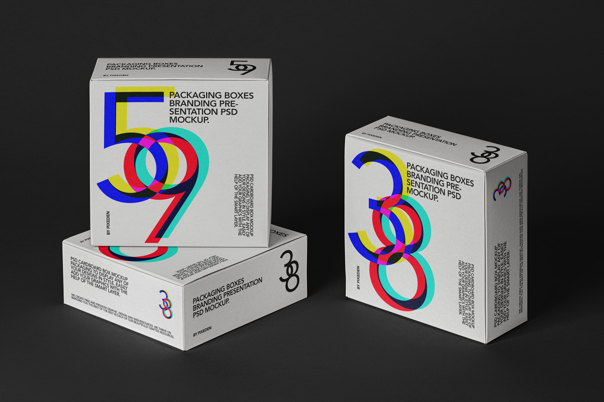 Psd方形盒子包装模型3(Psd Square Boxes Packaging Mockup 3)插图