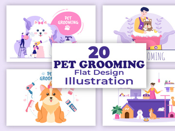 20 Pet Grooming for Dogs and Cats Illustration