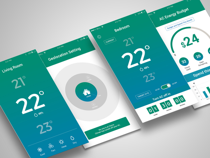 Temperature Remote control app UI kits Template by ~ EpicPxls