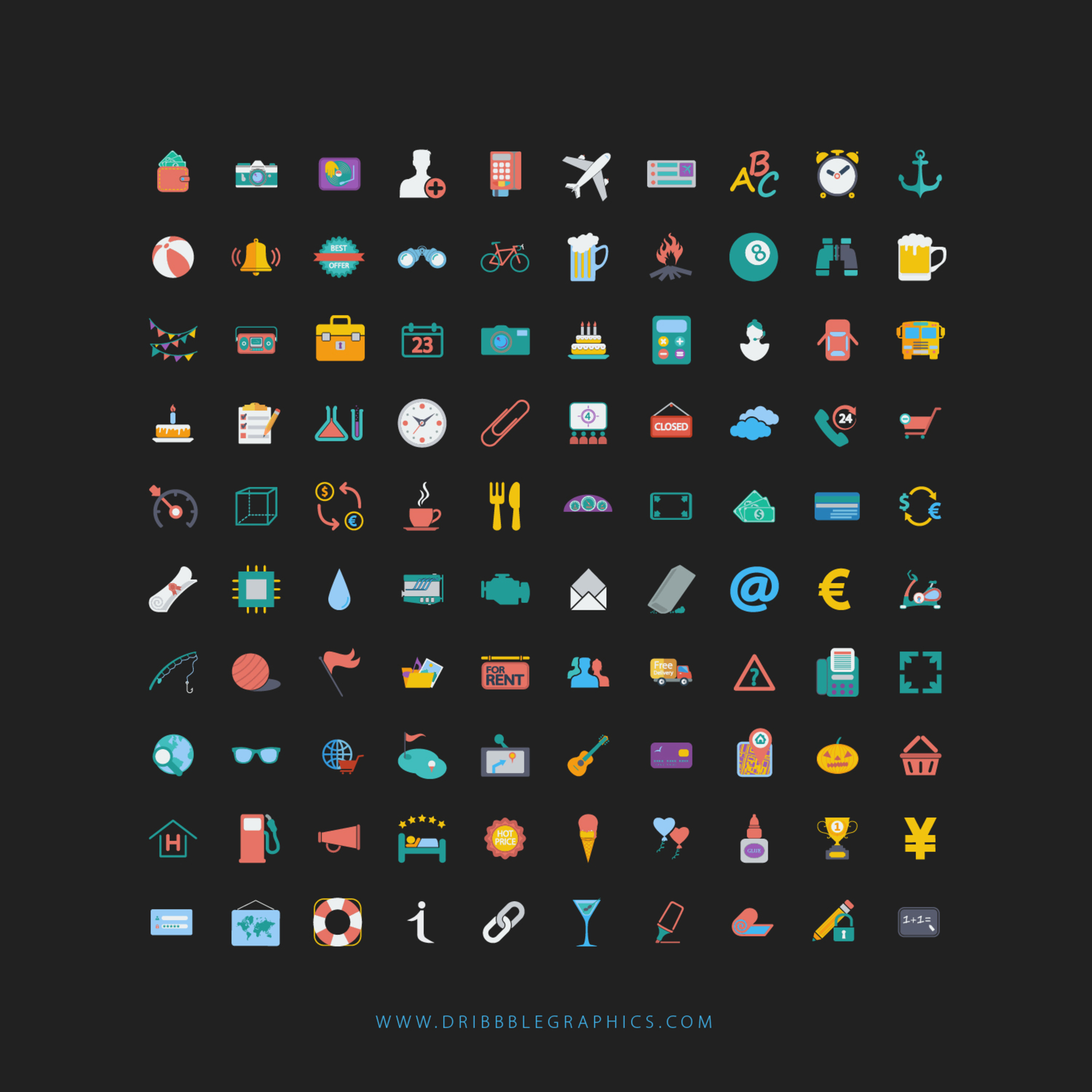 彩色的网页设计图标(Colorful Web Design Icons)插图1