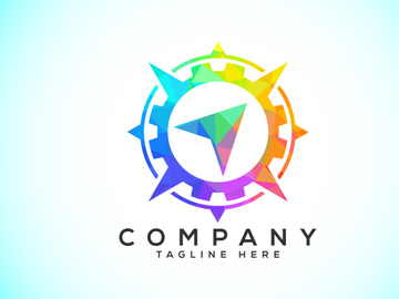 Polygonal Compass Concept Logo Design. Compass Low Poly Logo sign and symbol. Coastal icon
