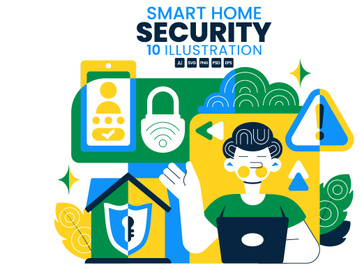 10 Smart Home Security Illustration