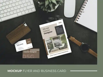 Business Card and Flyer Brochure Mockup