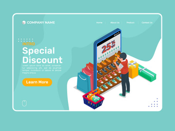 Isometric special discount illustration template