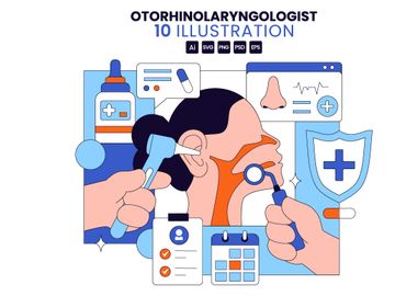 10 Otorhinolaryngologist Vector Illustration
