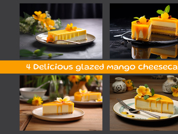 Delicious glazed mango cheesecake