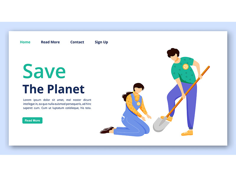 Save planet landing page vector template by The Img ~ EpicPxls