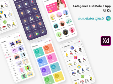 Category UI Design - Mobile App Categories List Kit
