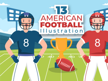 13 American Football Sports Player Illustration