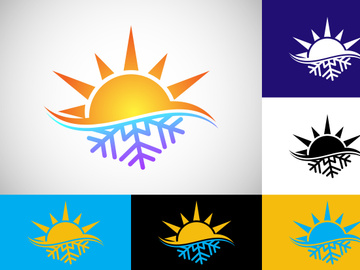 Air conditioner logo sign symbol. Hot and cold symbol