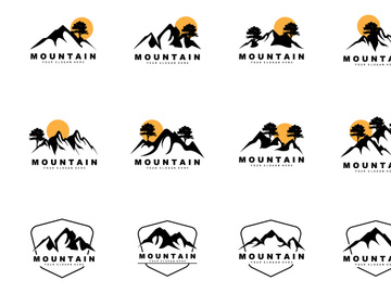 Mountain Logo Design, Vector Place For Nature Lovers Hiker