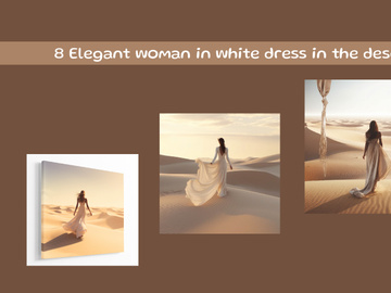 Elegant woman in white dress in the desert
