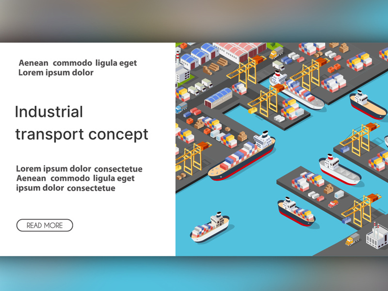 Isometric port cargo ship cargo seaport by Alex Zel ~ EpicPxls