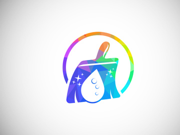 Low Poly Cleaning Service Logo Design Template, Cleaning Company Logo Sign Symbol.