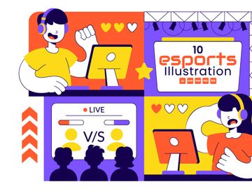 10 Online Gaming Esports Arena Illustration