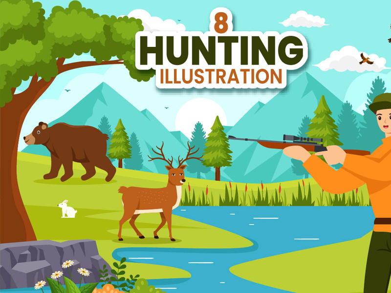 8 Hunting Vector Illustration by denayuneep ~ EpicPxls