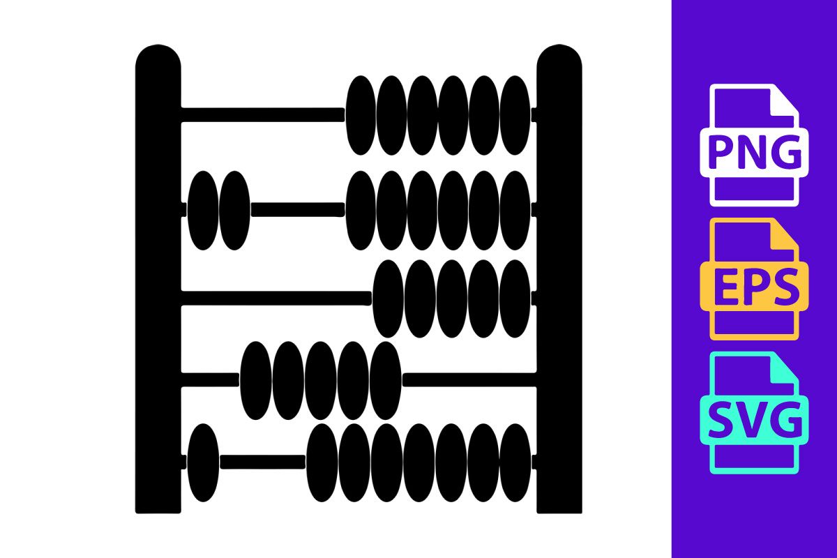 Traditional Abacus Calculation Tool Math Education Black Vector Icon