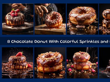 Chocolate Donut With Colorful Sprinkles and Berries