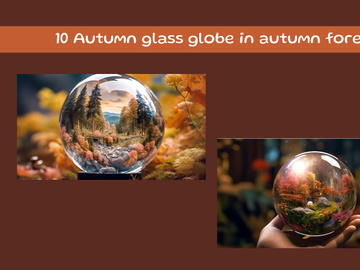 Autumn glass globe in autumn forest